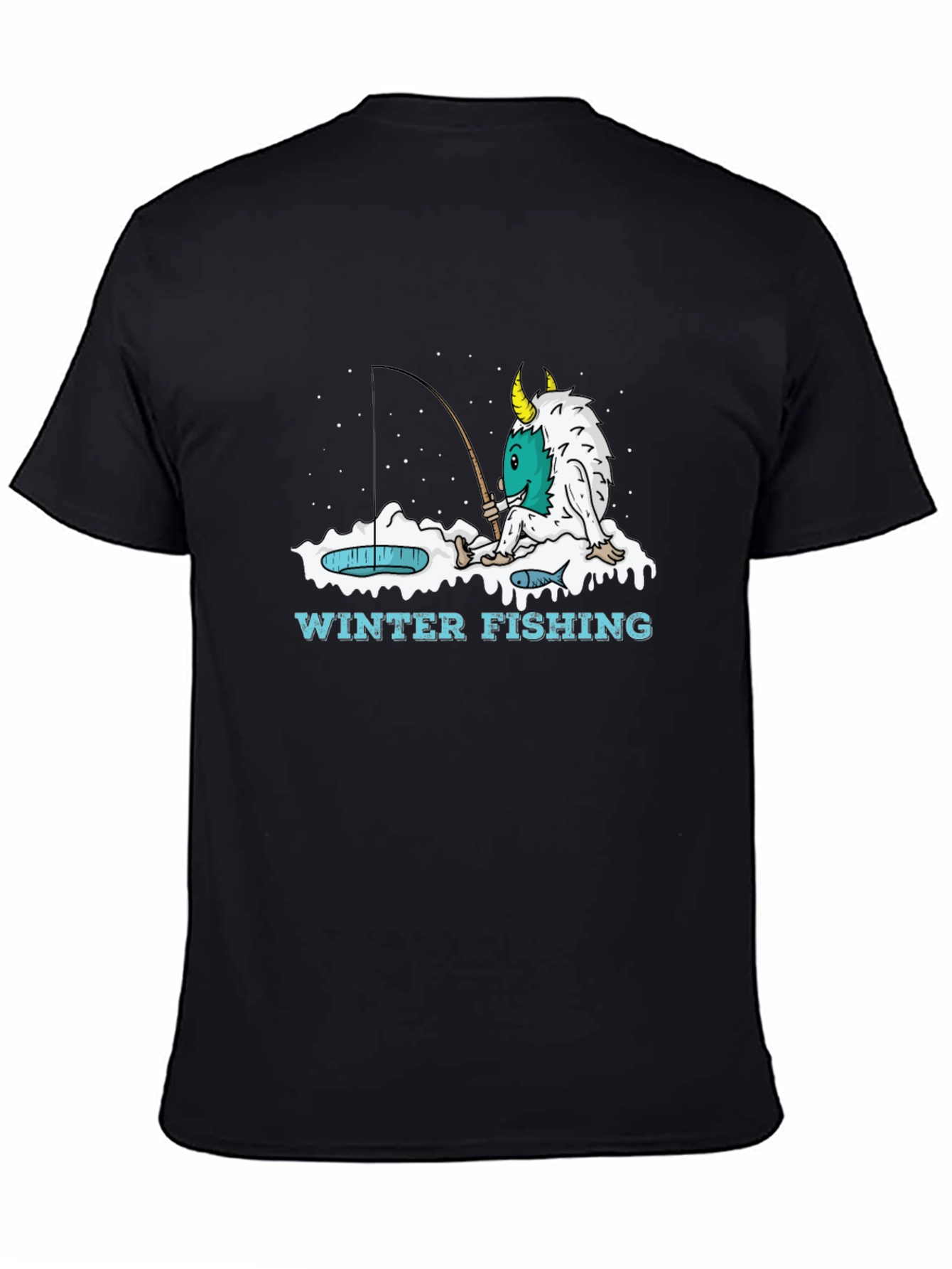 Winter Fishing Monster Graphic T-Shirt