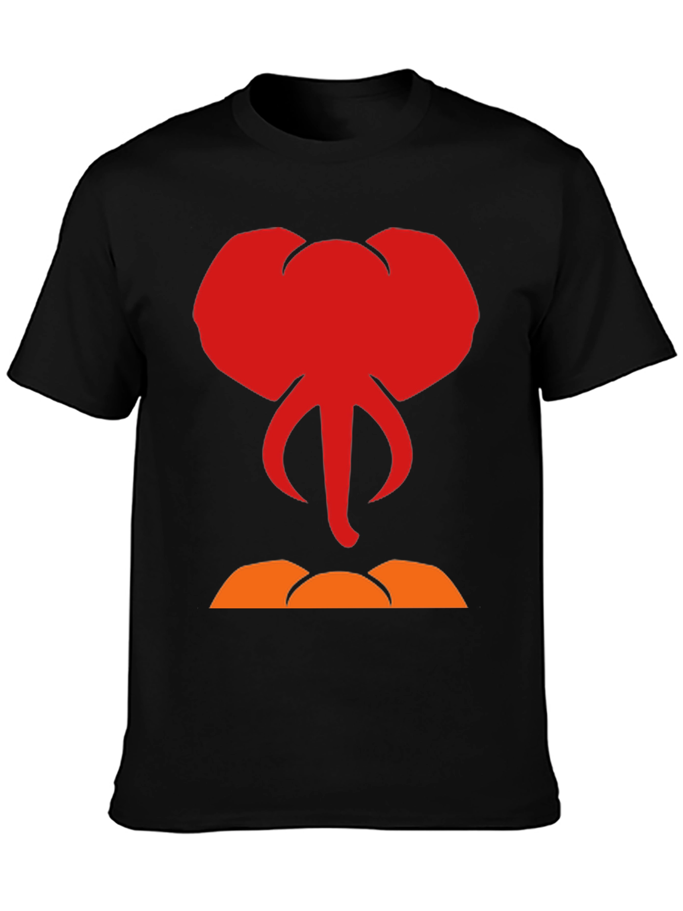 Elephant Head Graphic Tee - Black Cotton T-Shirt