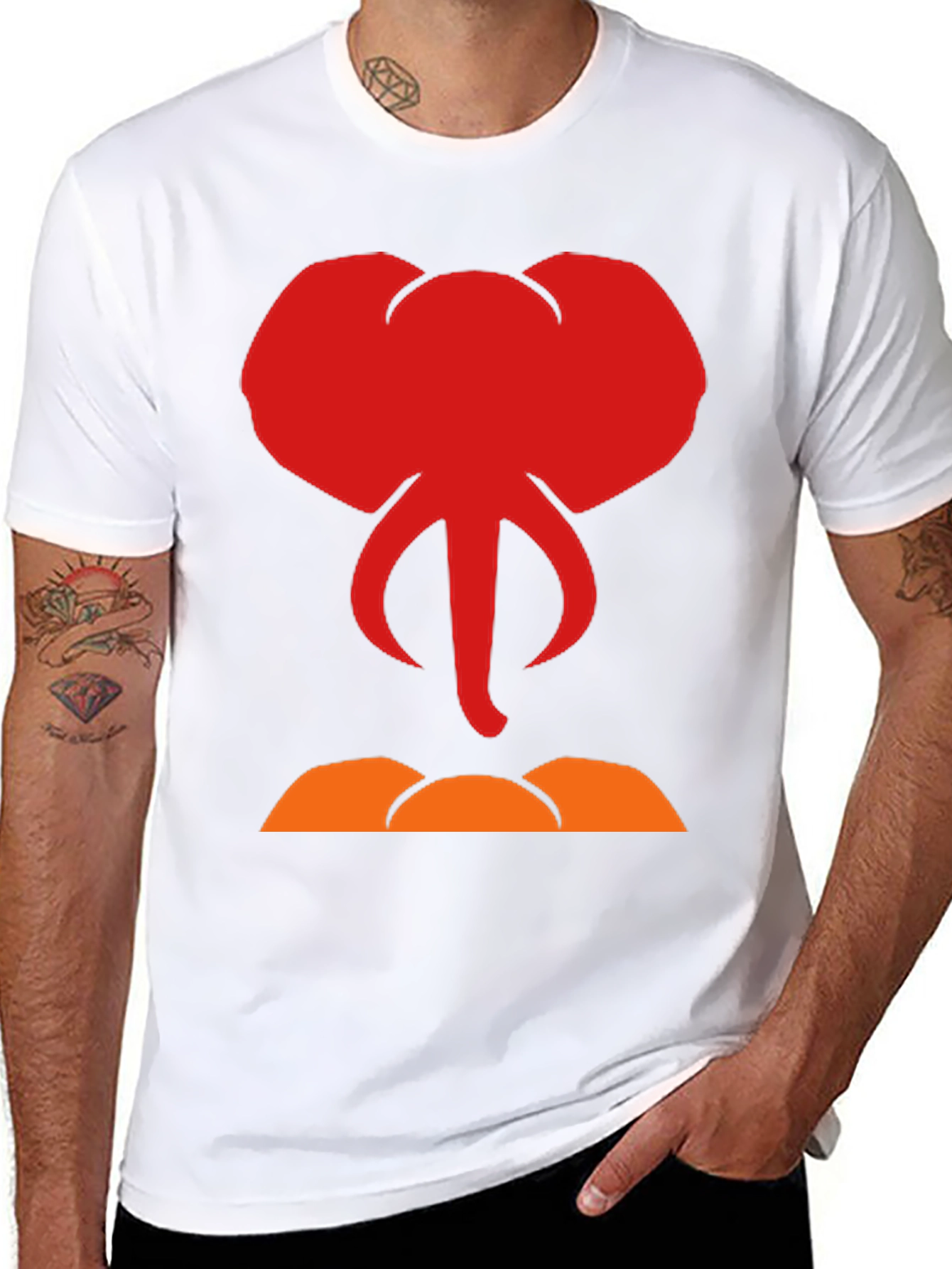 Elephant Head Graphic Tee - Black Cotton T-Shirt
