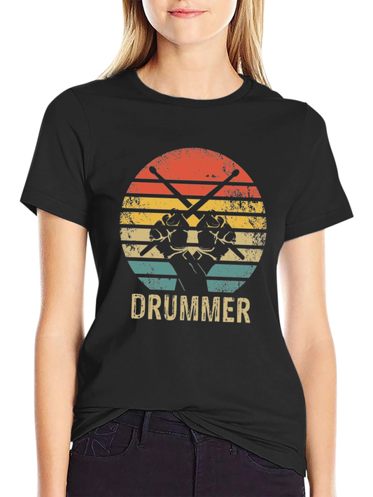 Vintage Drummer T-Shirt - Retro Music Tee