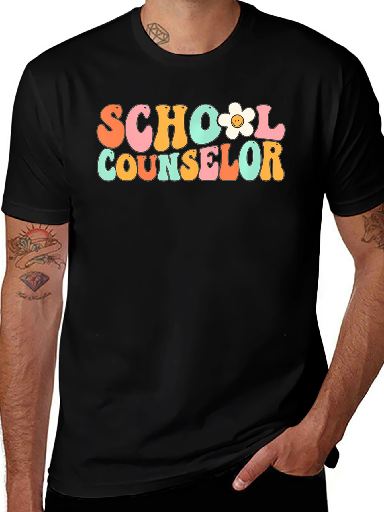 School Counselor Retro Style Graphic T-Shirt