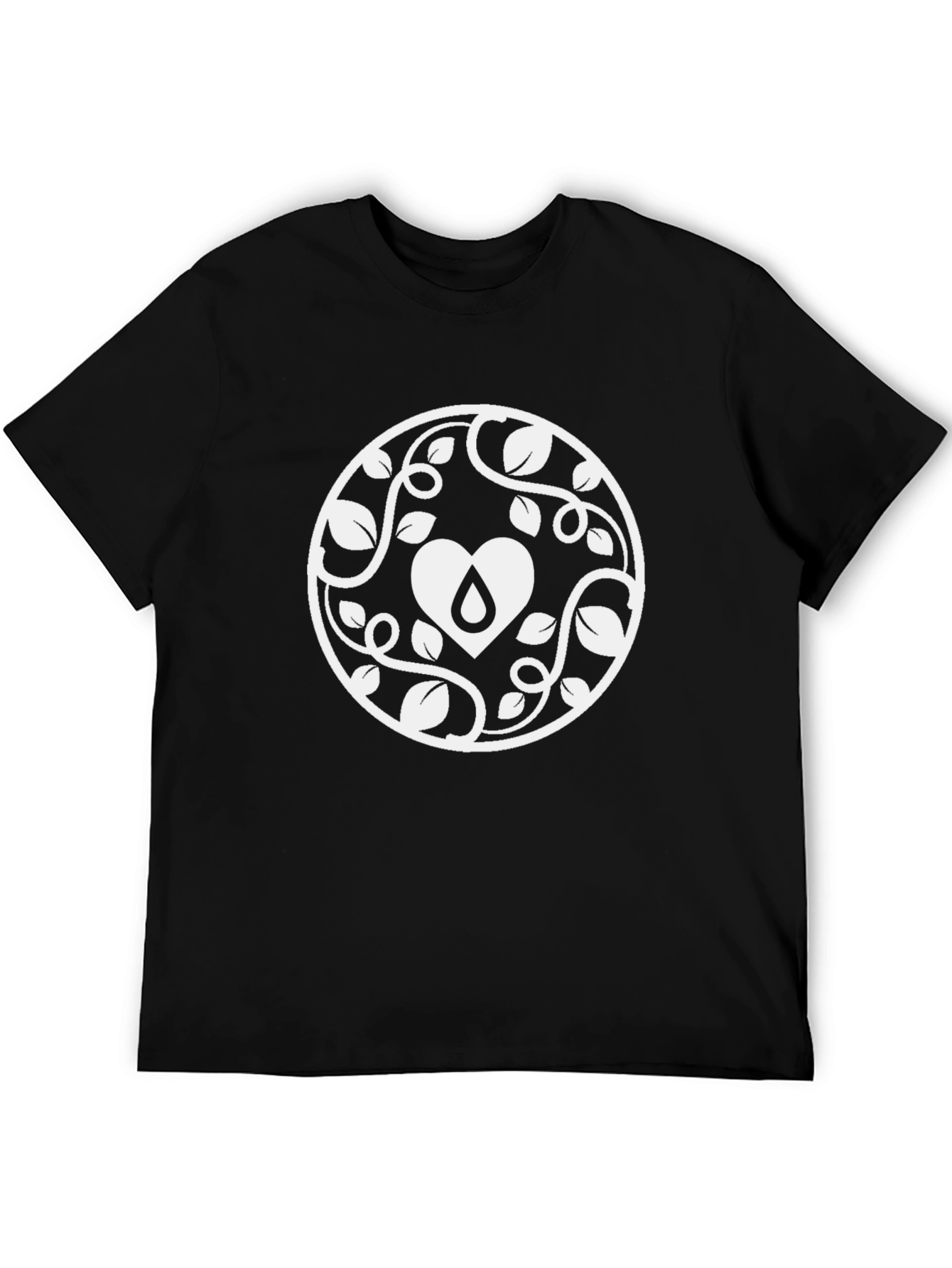 Heart & Vine Graphic Tee - Stylish Black T-Shirt
