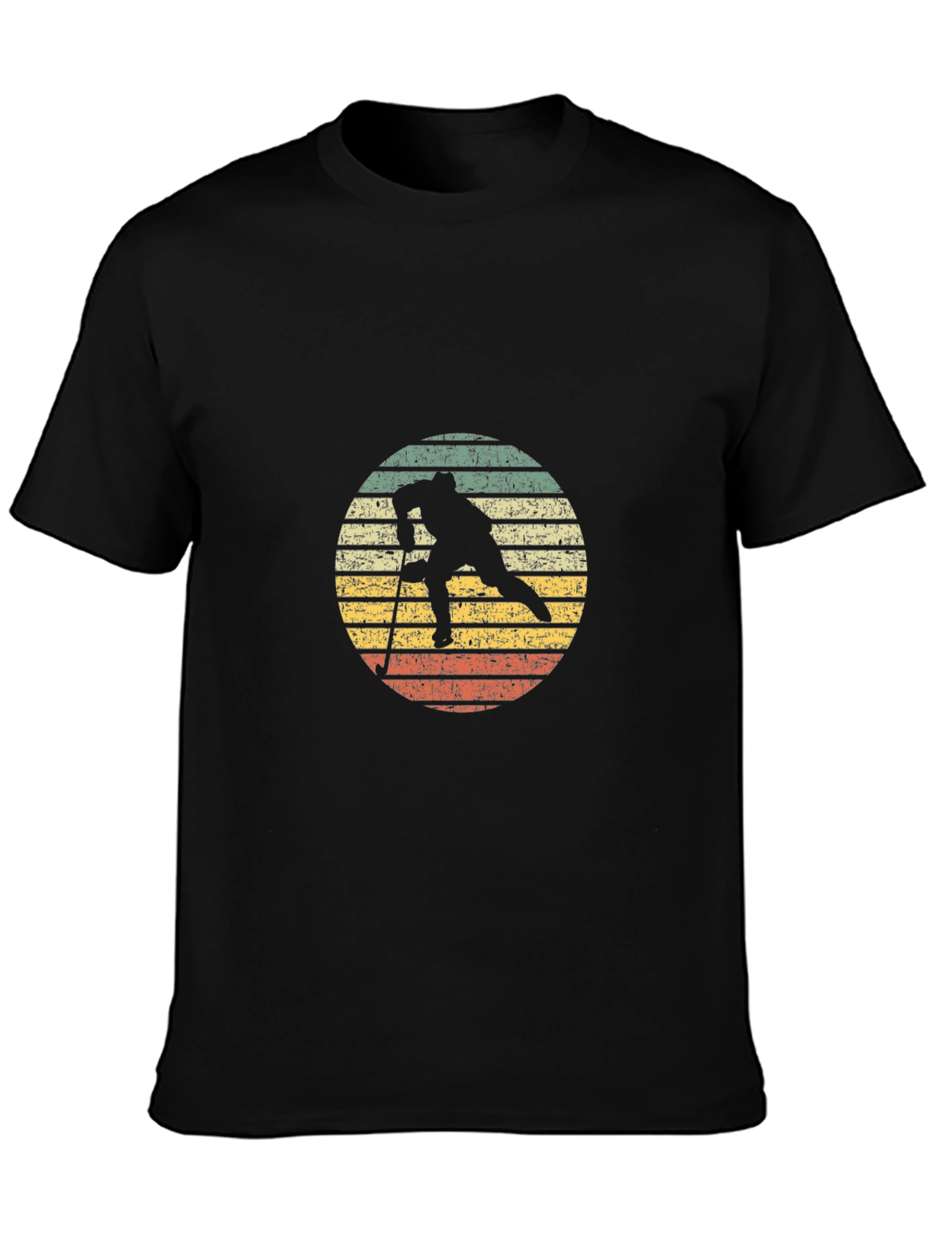 Retro Ski Silhouette Graphic Tee - Black Cotton Blend