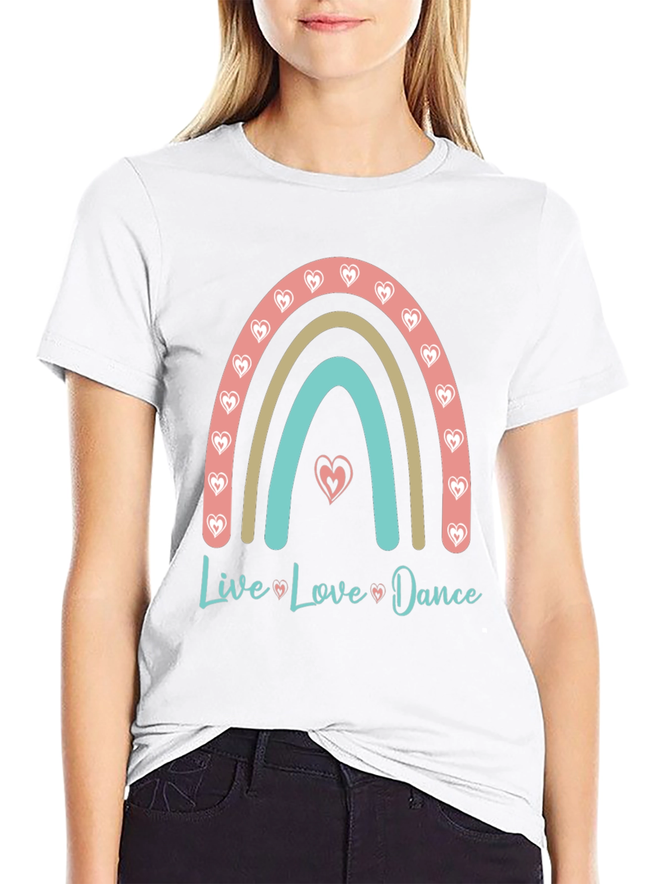 Live Love Dance Rainbow Heart T-Shirt