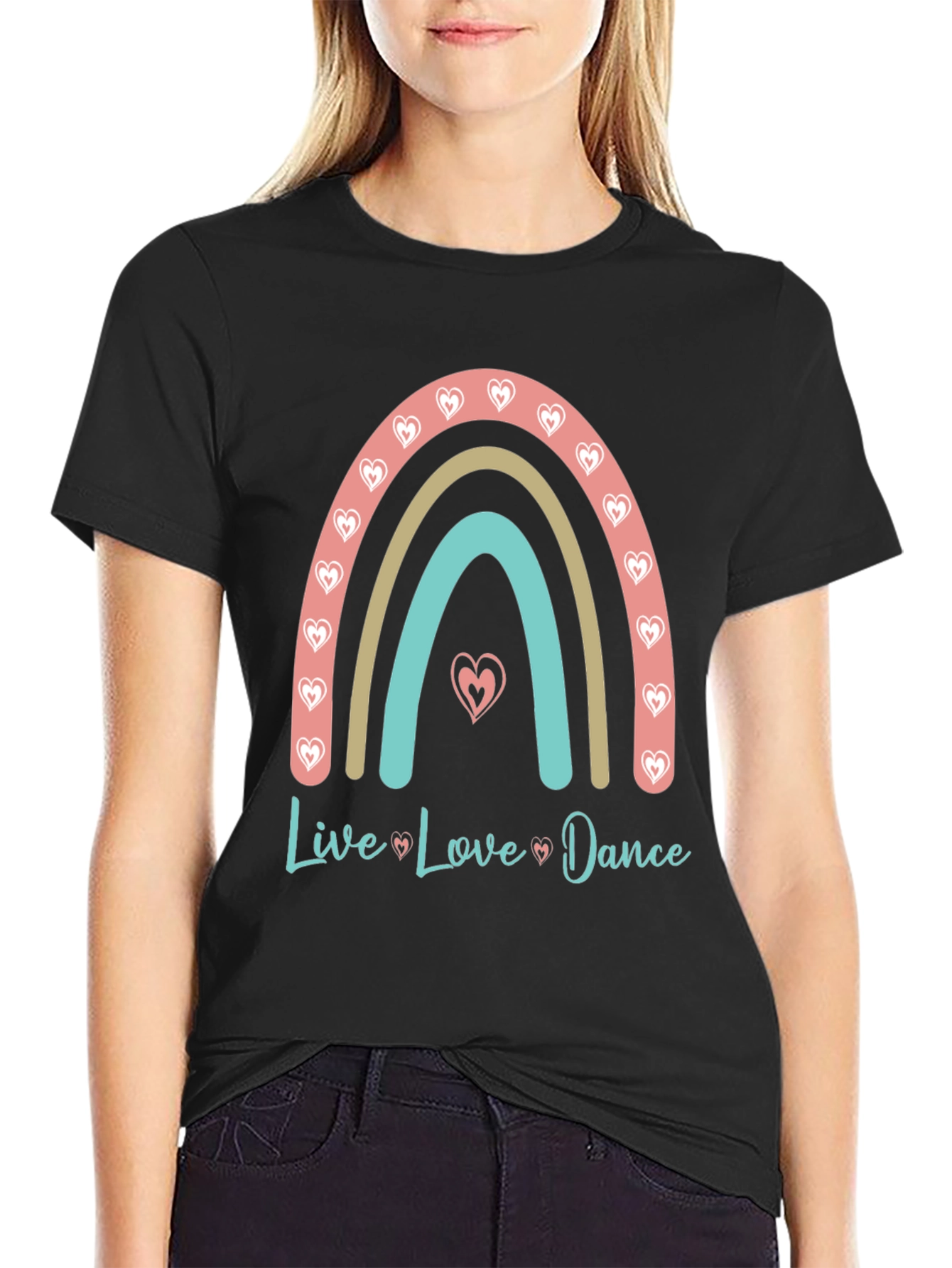 Live Love Dance Rainbow Heart T-Shirt