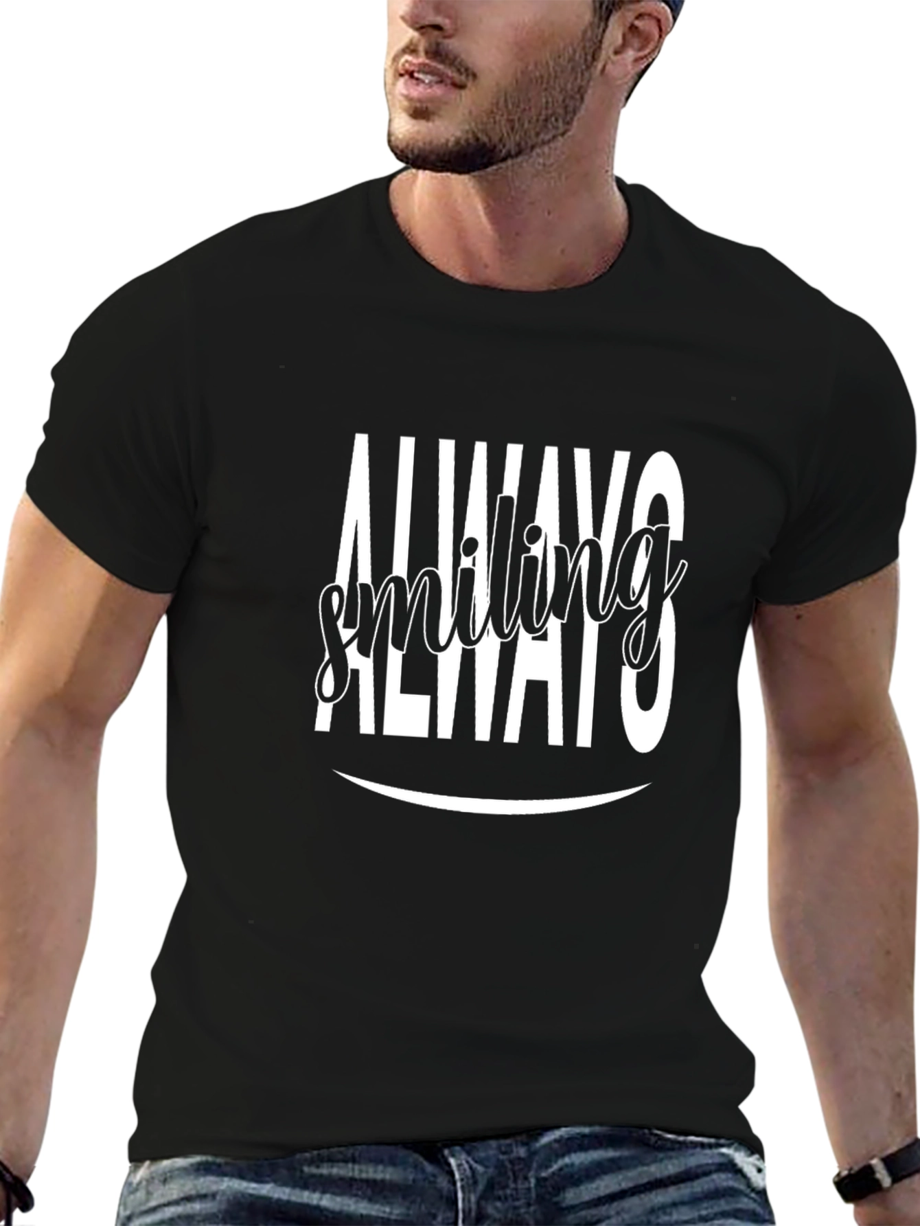 Always Smiling Graphic Black T-Shirt