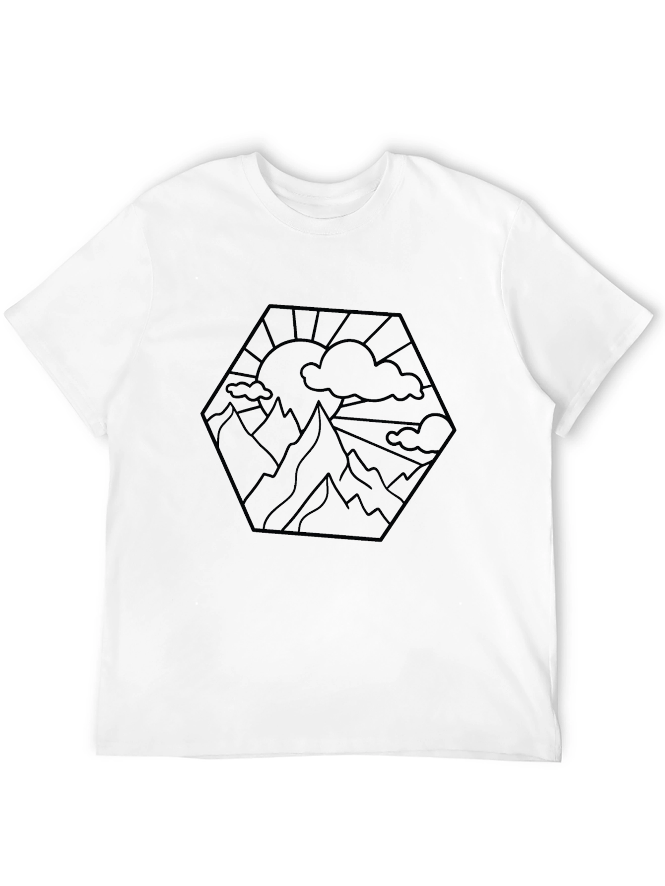 Geometric Mountainscape T-Shirt - Stylish Black Tee