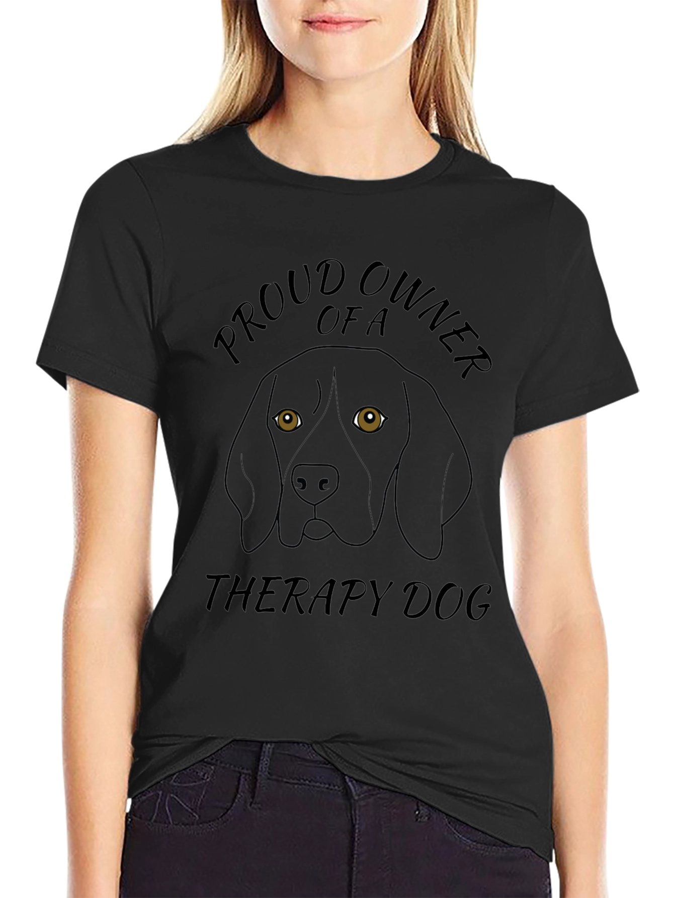 Proud Therapy Dog Owner Black T-Shirt