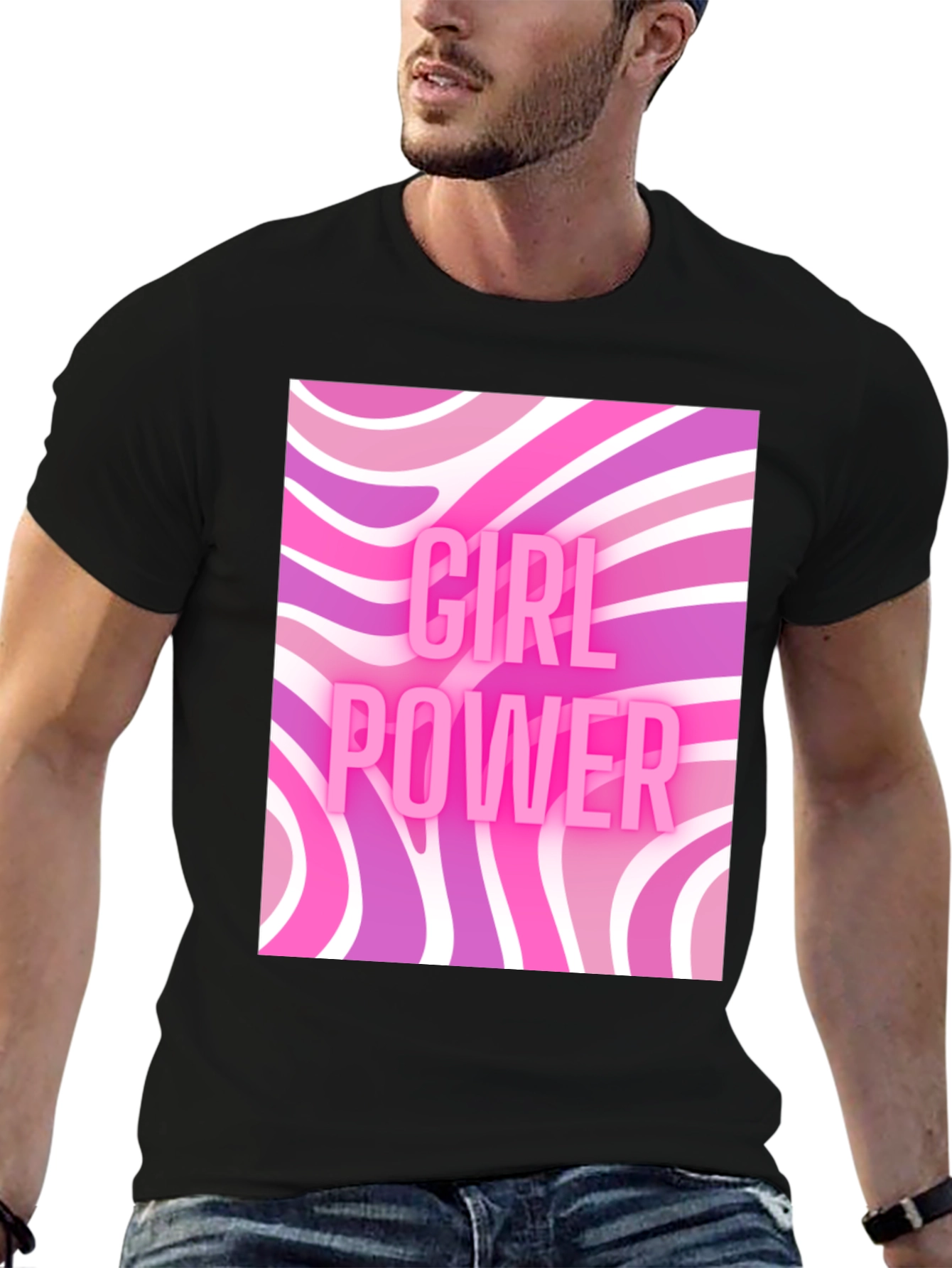 Girl Power Retro T-Shirt - Black Cotton Tee