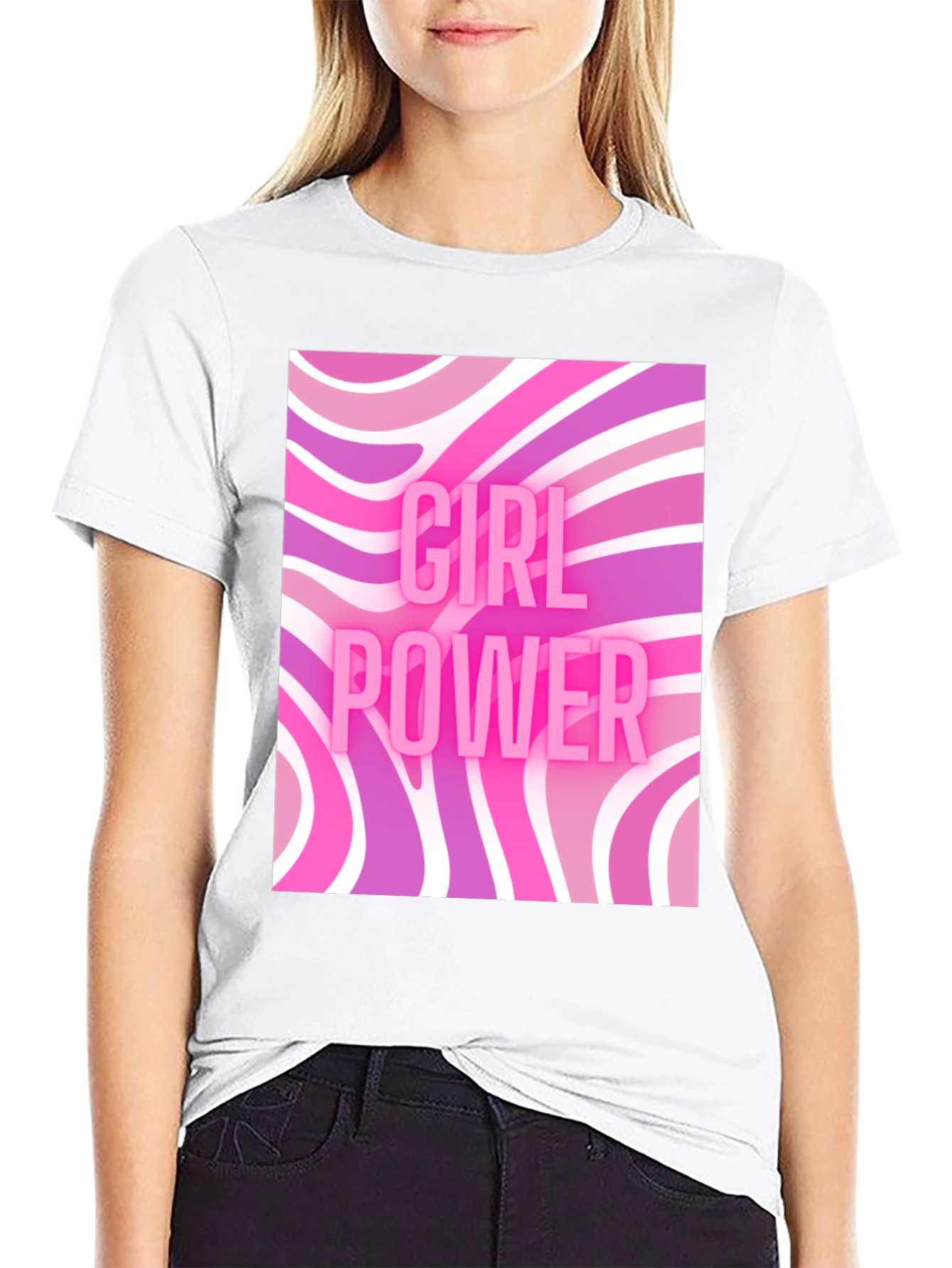 Girl Power Retro T-Shirt - Black Cotton Tee