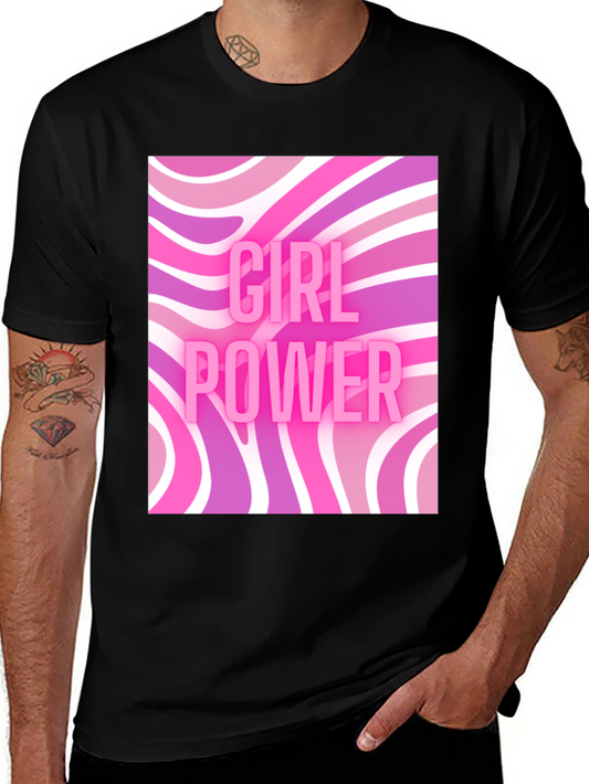 Girl Power Retro T-Shirt - Black Cotton Tee