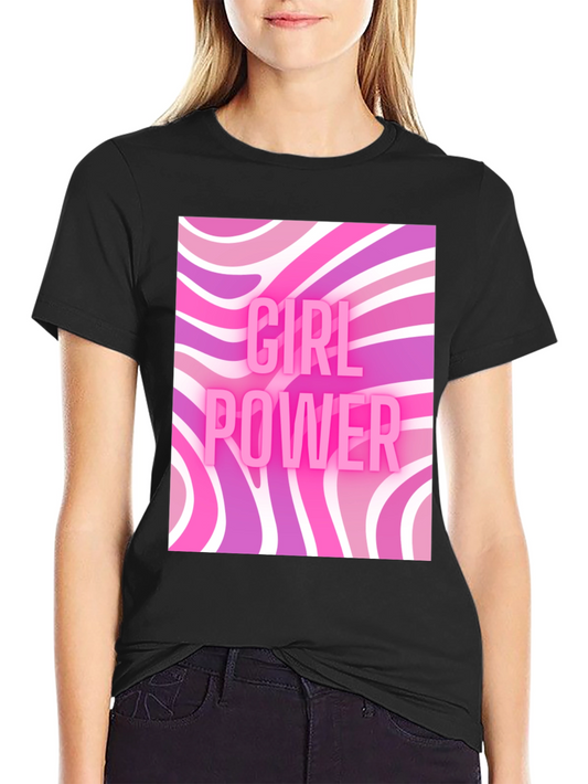 Girl Power Retro T-Shirt - Black Cotton Tee