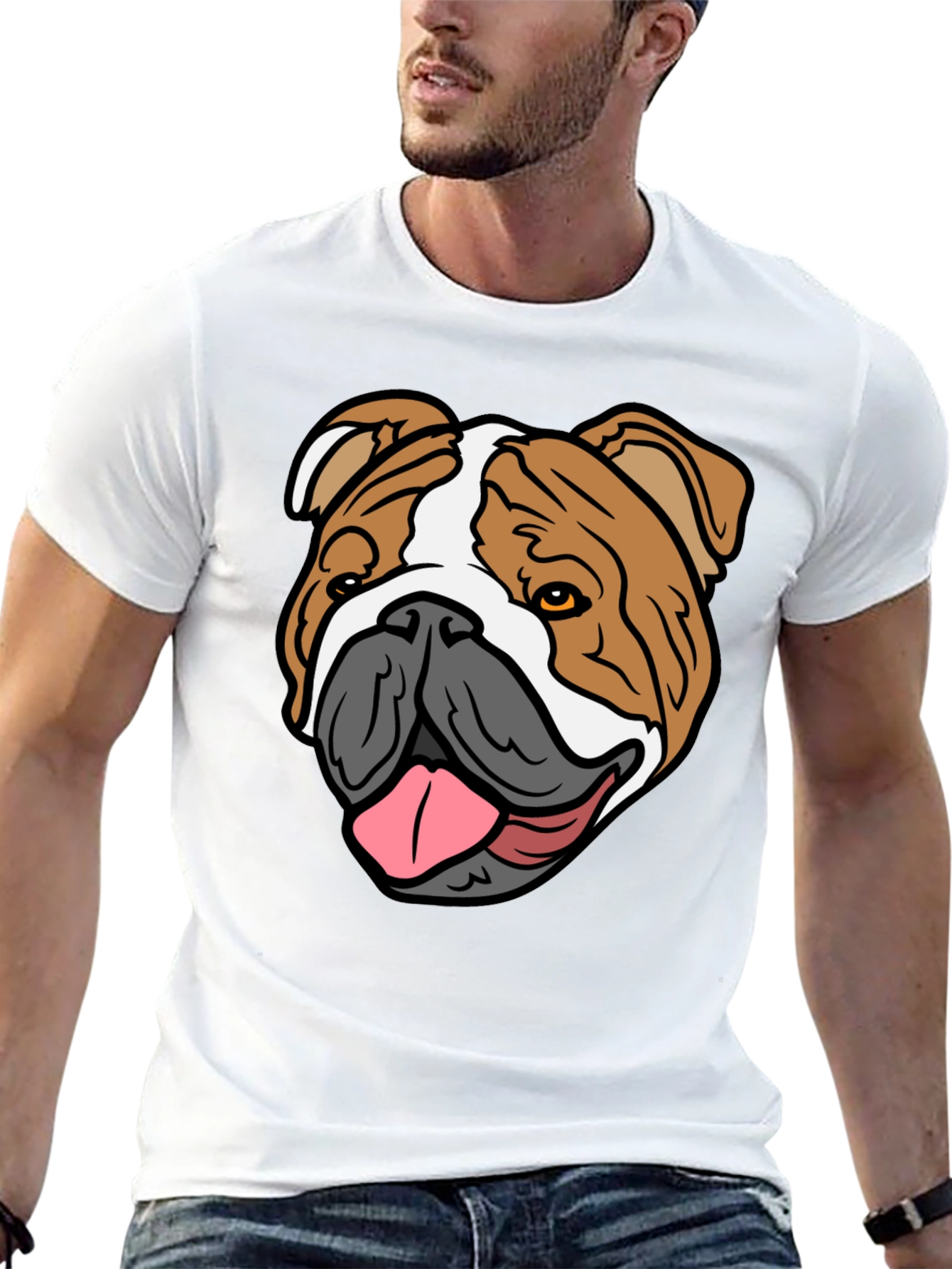 Bulldog Graphic T-Shirt - Casual Mens Tee