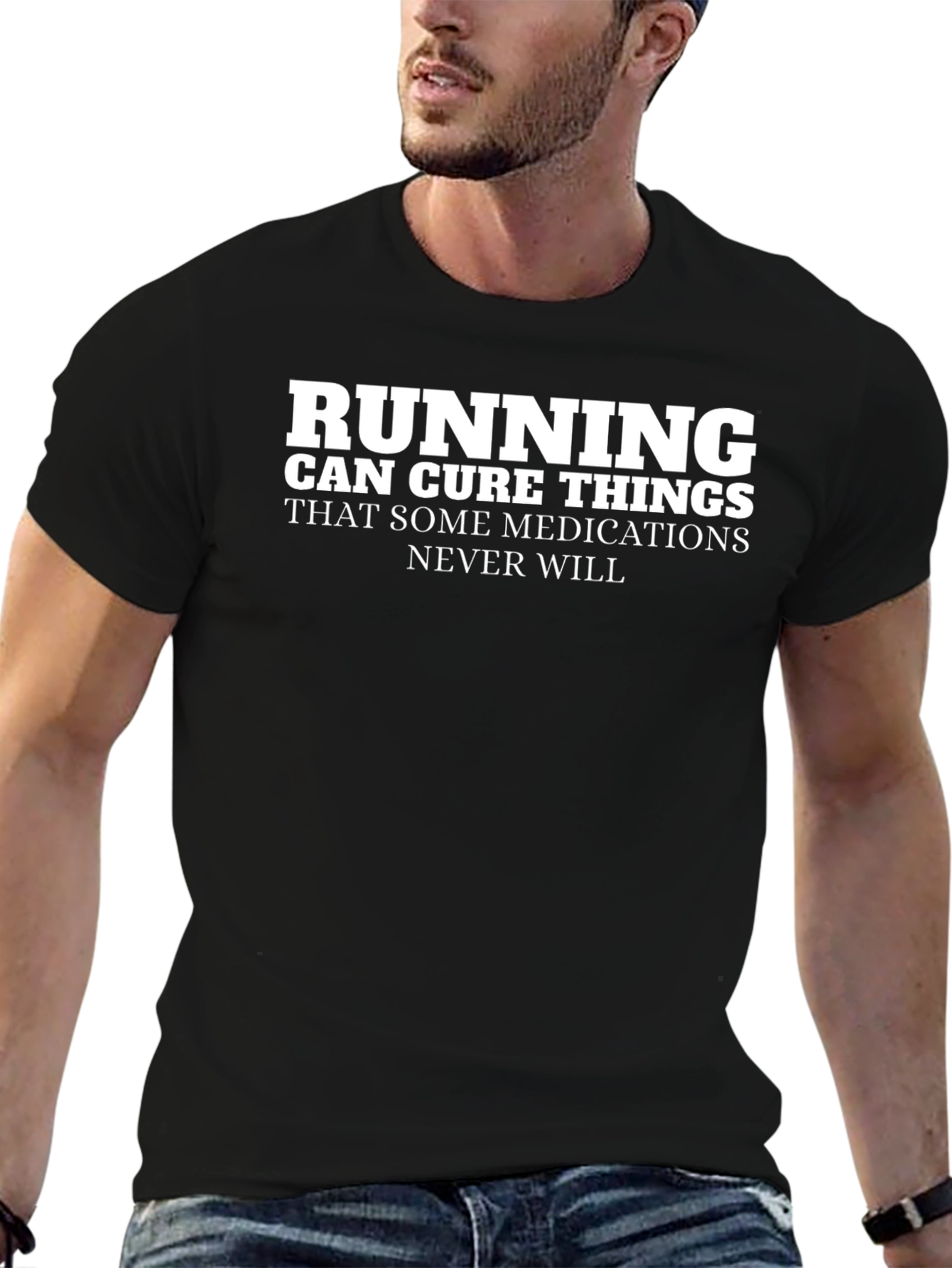 Running Cures Things Black Graphic T-Shirt