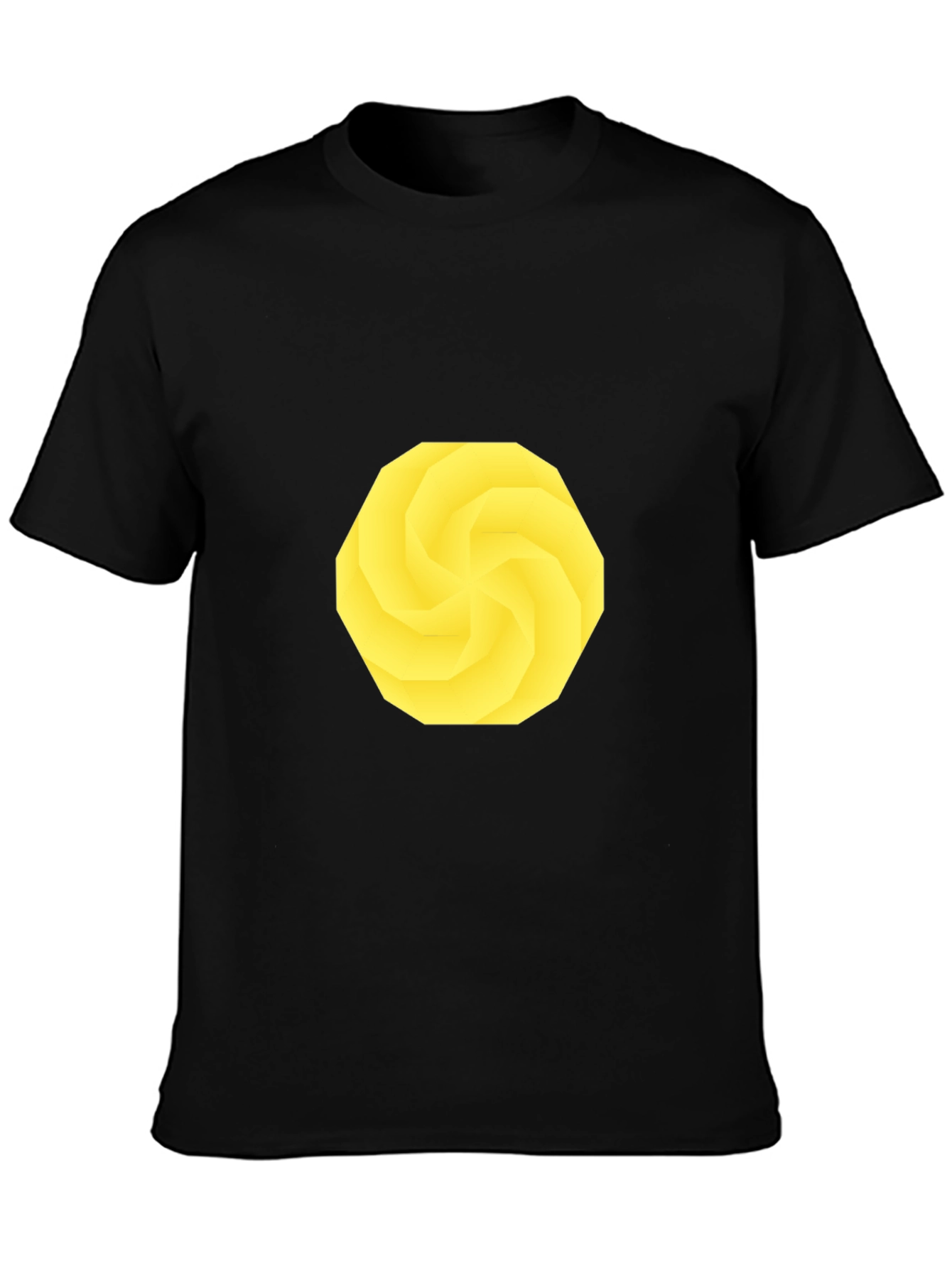 Geometric Yellow Pattern Black T-Shirt
