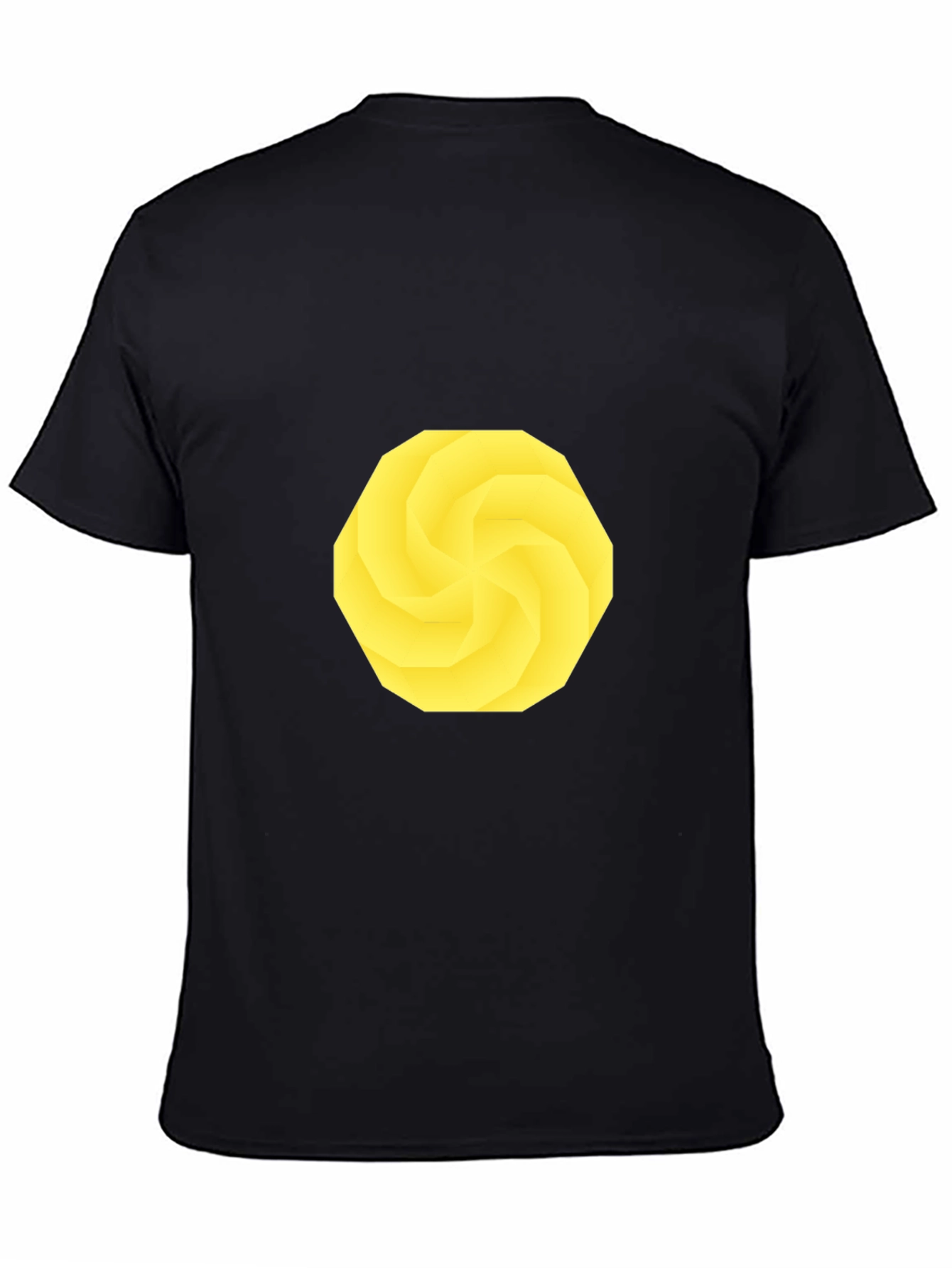 Geometric Yellow Pattern Black T-Shirt